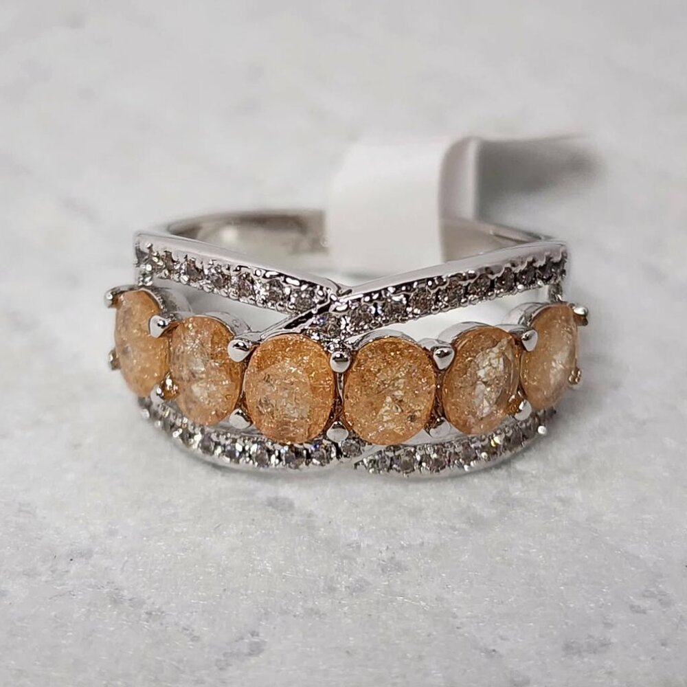Bomb Party Ring Peach Ice Crystals Size 8